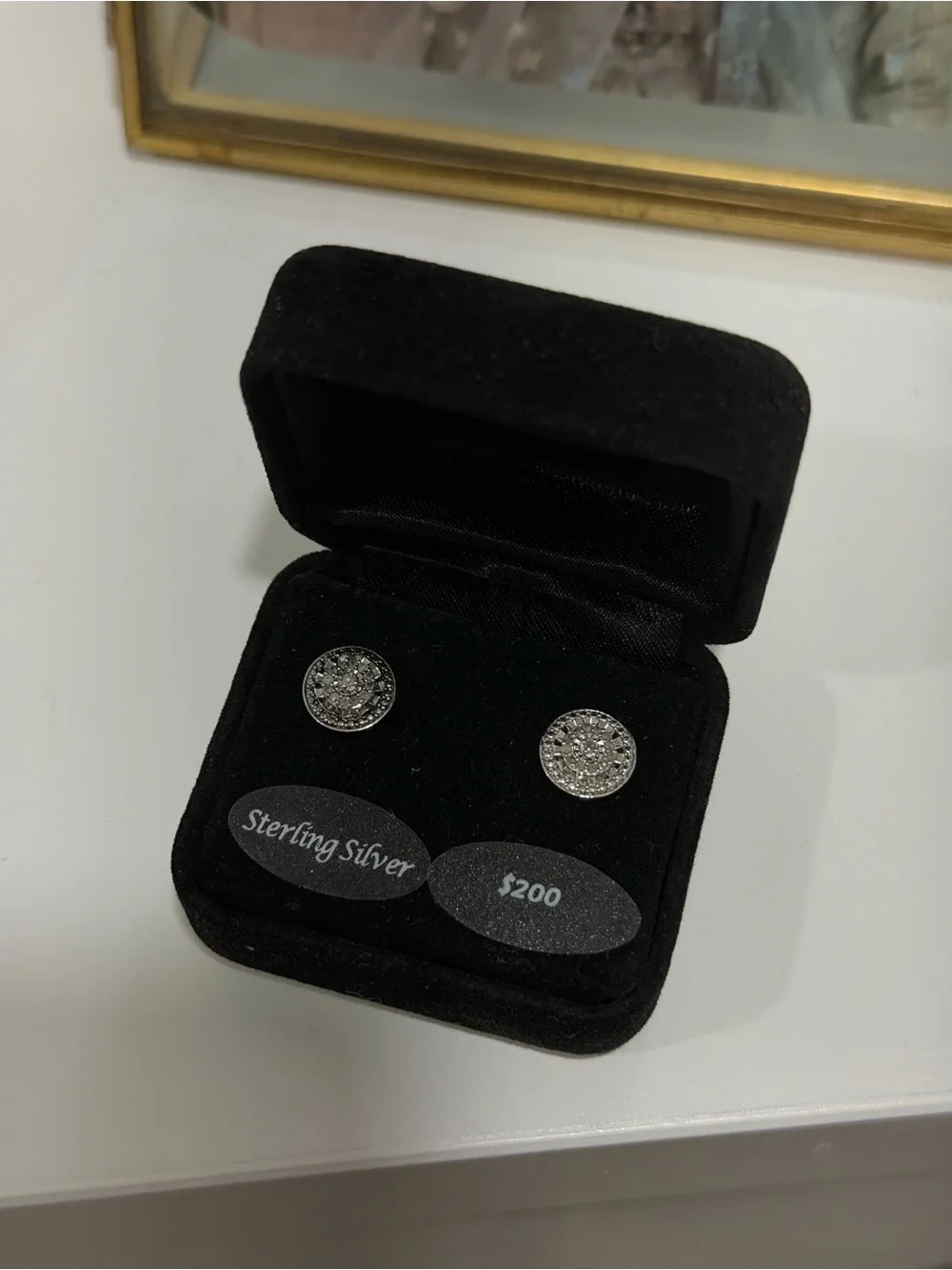 Macys real diamond Sterling Silver Round Pave Stud Earrings - Silver